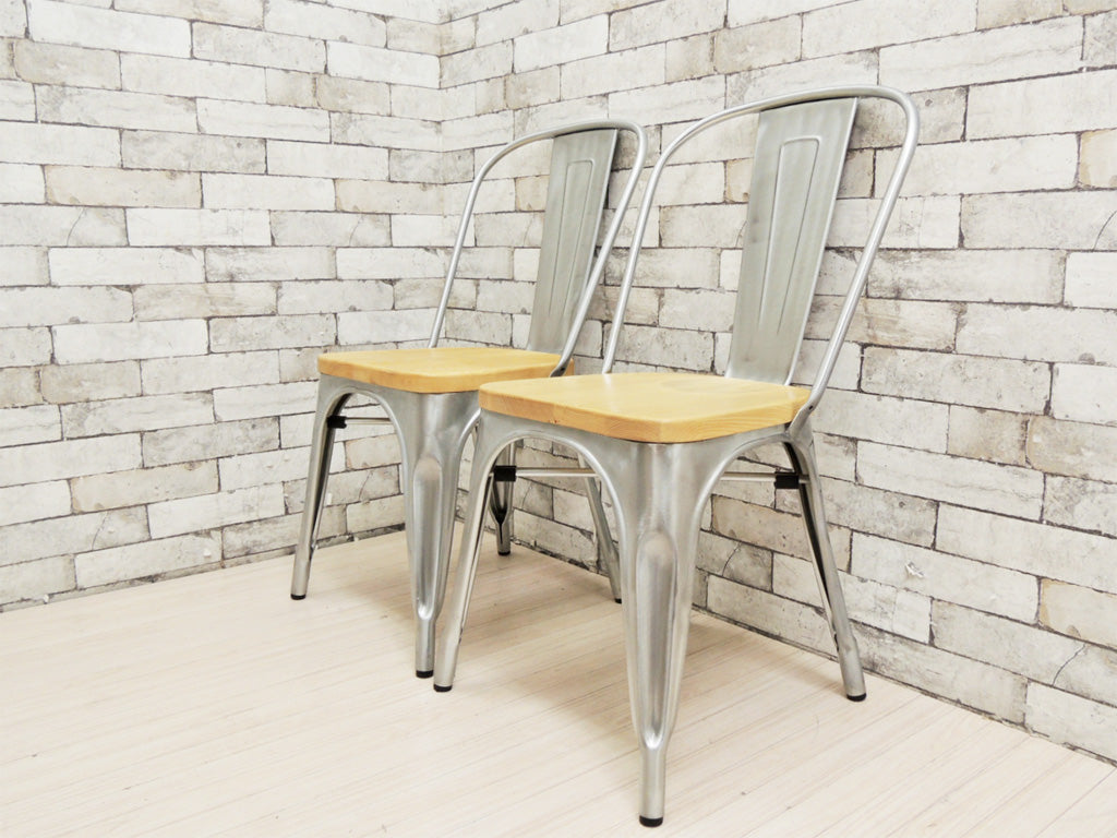グザビエ・ポシャール デザイン A-CHAIR エーチェア マリーンチェア ウッドシート リプロダクト品 インダストリアル 2脚セット   中古品 買い取りしました。