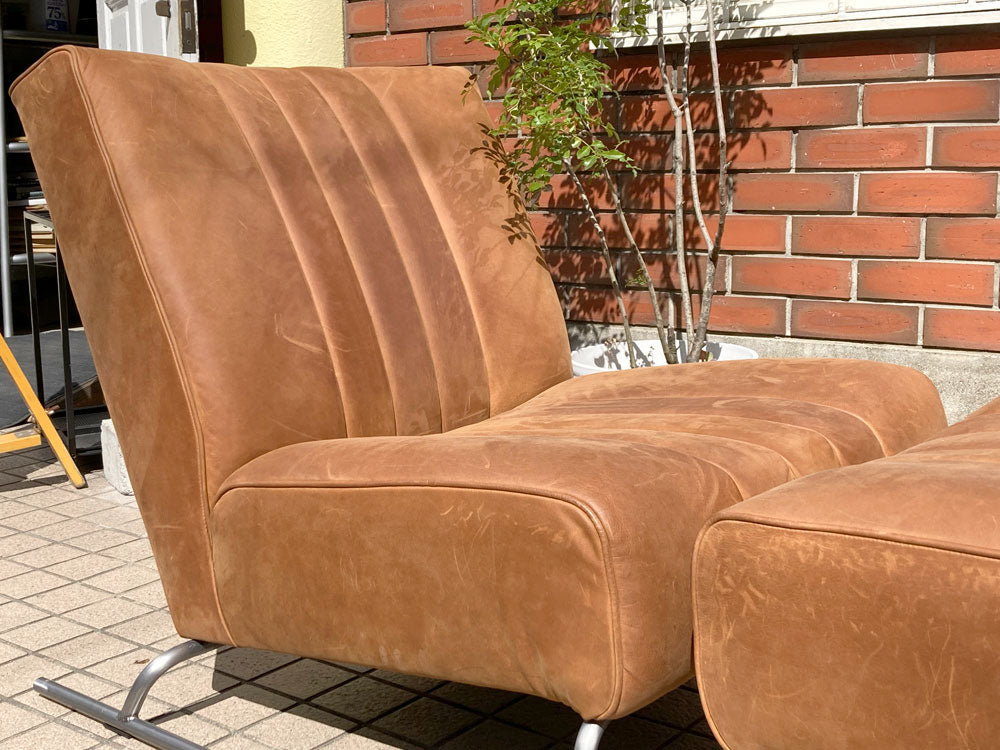 クラッシュゲート CRASH GATE タブレザーワークス tabu Leather Works マック ソファ mack sofa 1シーター オットマン付き オイルレザー 牛革 廃盤品  ～ 変化を恐れずに使う～