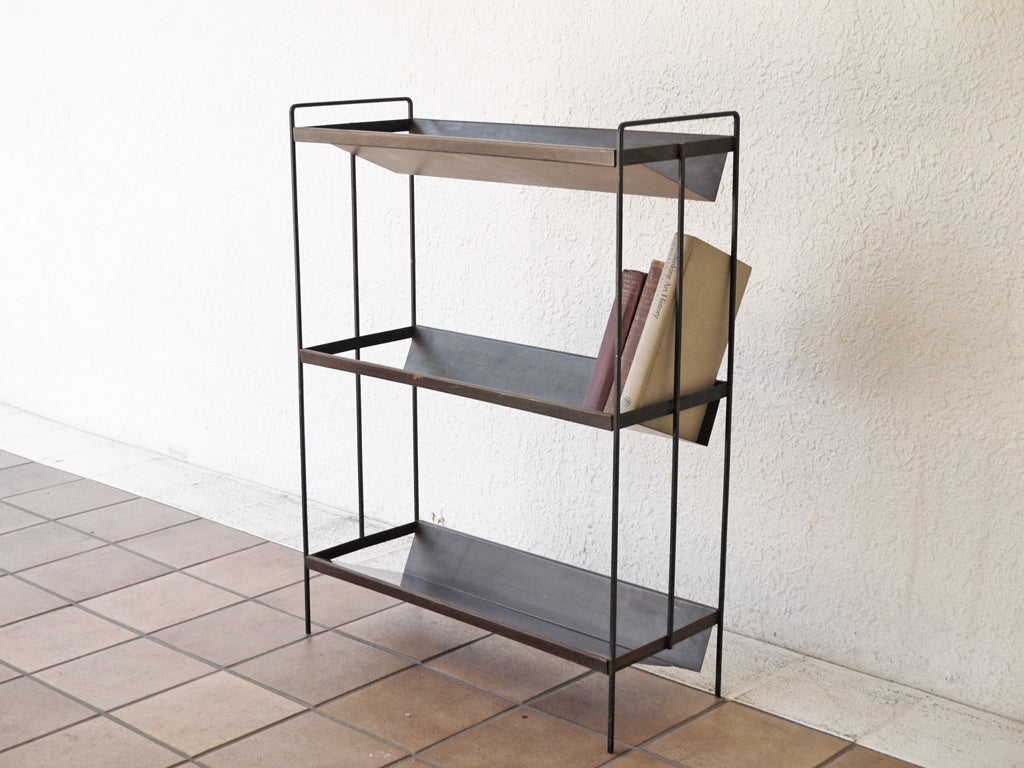 インダストリアルデザイン industrial design ビンテージ ブックシェルフ マガジンスタンド アイアン×スチール 中古品 買い取りしました。