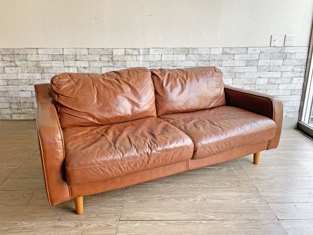 ケユカ KEYUCA クロノ CHRONO 2.5人掛けソファ 2.5シーター 本革 レザー ブラウン フェザークッション 中古品 買い取りしました。