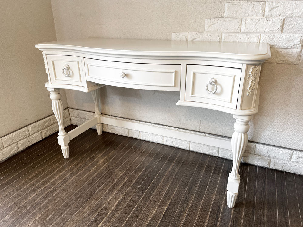 フレンチカントリースタイル French Country Style コンソールデスク 3ドロワー W122cm ホワイトペイント シャビーシック  中古品  買い取りしました。