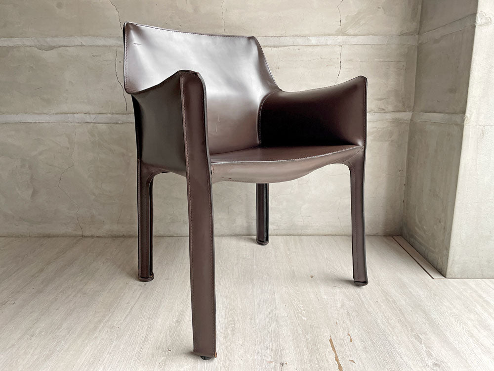 カッシーナイクスシー Cassina ixc 413 CAB アームチェア キャブチェア 本革 ダークブラウン マリオ・ベリーニ 定価￥385,000- 中古品 買い取りしました。