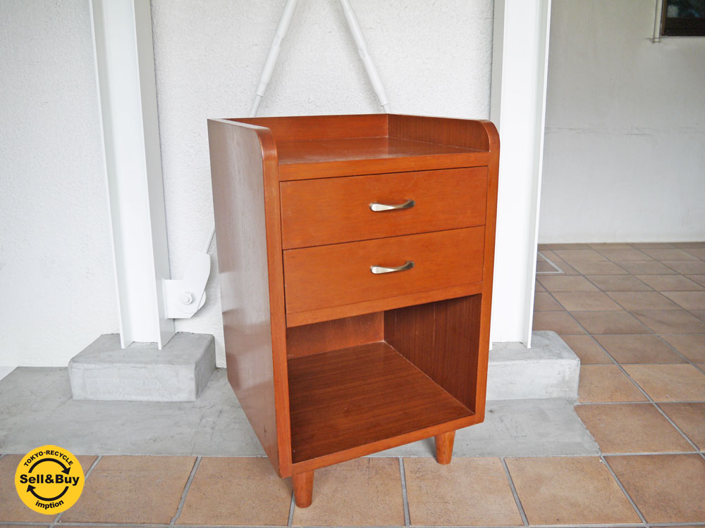 ジャパンビンテージ チーク材 サイドテーブル ナイトテーブル テレフォンテーブル 引き出し収納付き ミッドセンチュリー 買い取りしました。