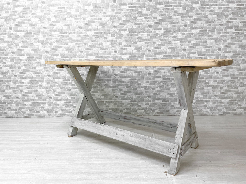 フランスアンティーク French Antique ワークテーブル アトリエテーブル 作業台 W173×H82cm 無垢材 古材 シャビー インダストリアル ラスティック 中古品 買い取りしました。