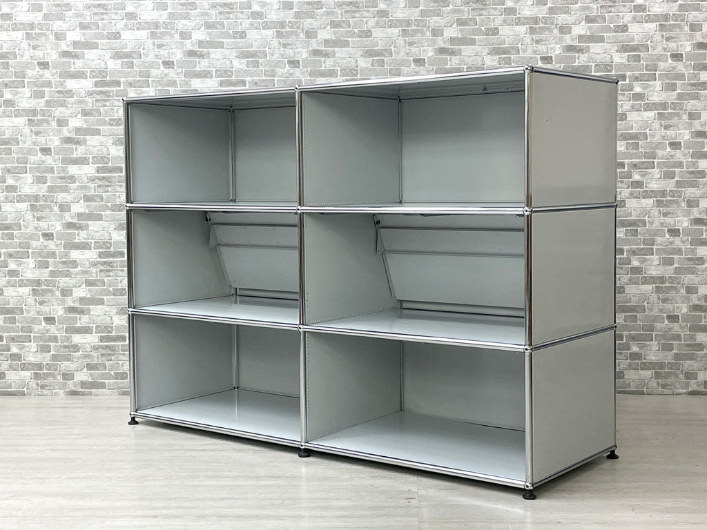 USMモジュラーファニチャー USM Haller USMハラー キャビネット シェルフ 2列3段 ライトグレー マガジンラック付き 間仕切り D50cm 旧タイプ 中古品 買い取りしました。