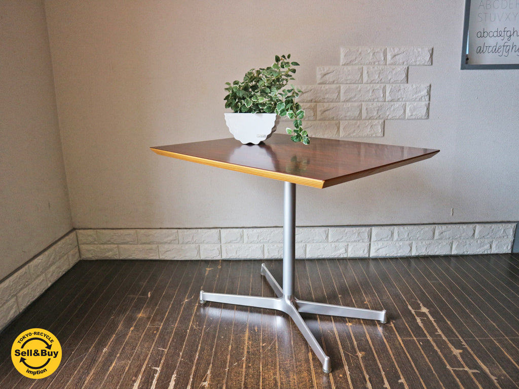 ディーアンドデパートメント D&DEPARTMENT カフェテーブル Cafe Table ローズウッド調天板 クロームメッキ X脚 ミッドセンチュリー  買い取りしました。