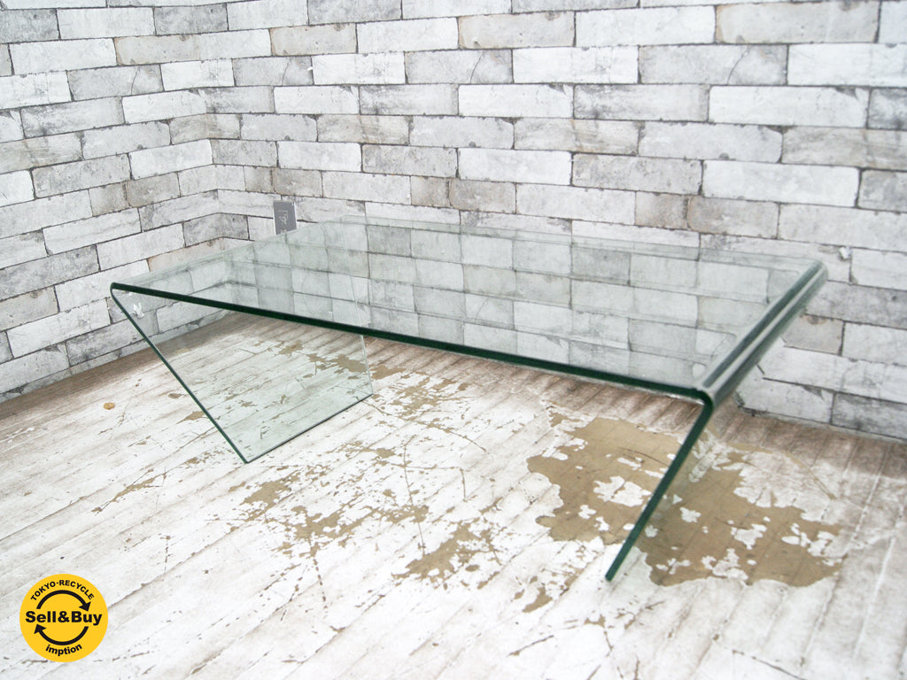モーダエンカーサ moda en casa トラペズ trapez ガラス コーヒーテーブル　センターテーブル モダンデザイン 中古品 買い取りしました。