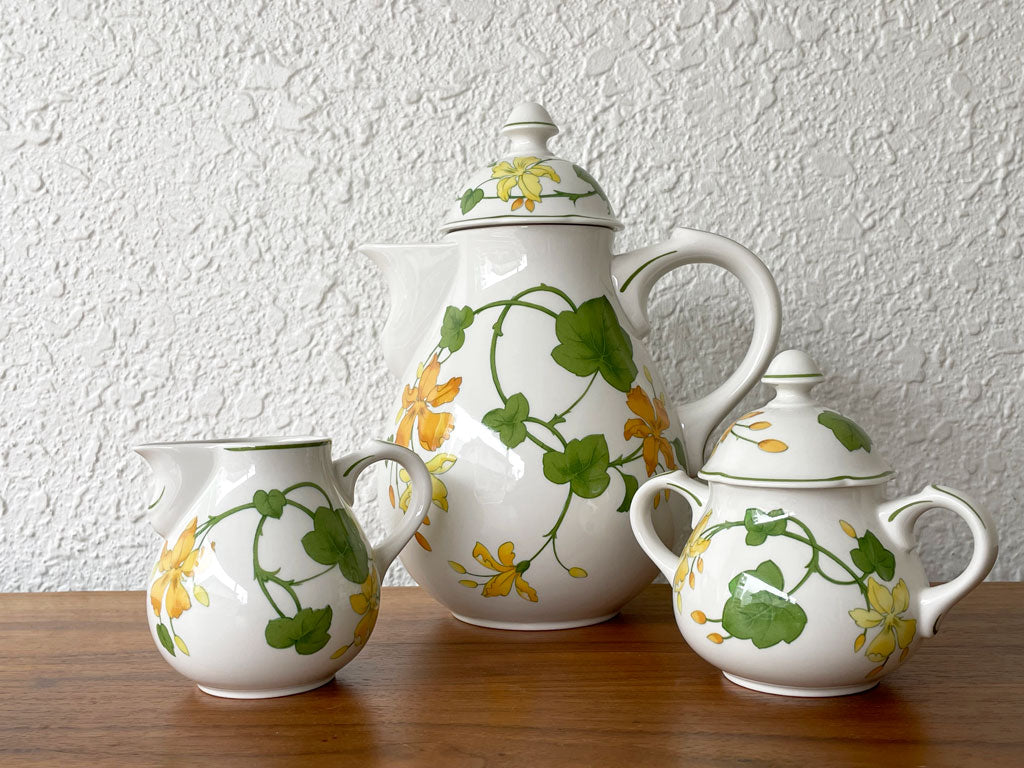 ビレロイ&ボッホ VILLEROY & BOCH ゼラニウム Geranium ティーセット ティーポット & シュガーポット & ミルクポット ドイツ 陶器 廃版  買い取りしました。