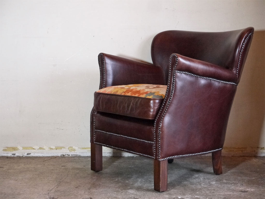 ハロ HALO プロフェッサー PROFESSOR 1Pソファ ラウンジチェア 牛本革 キリム リバーシブルクッション 英国 中古品 買い取りしました。