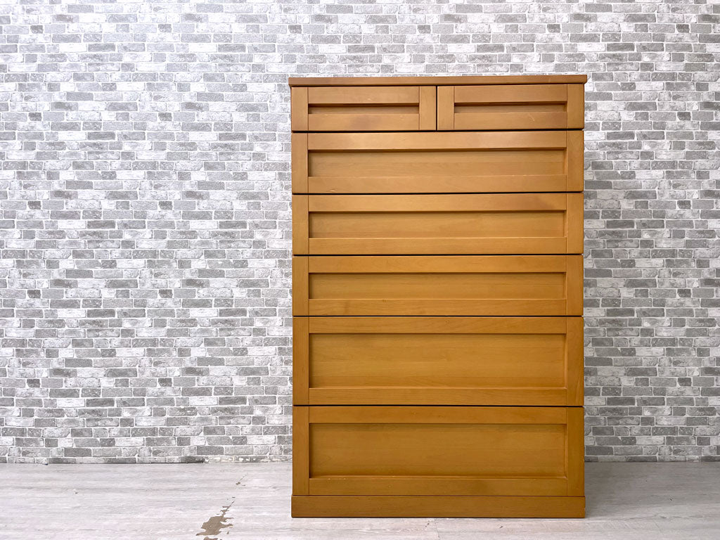 ナチュラルモダン Natural Modern ハイチェスト 6段7杯 整理箪笥 タンス チェリーカラー シンプルデザイン W83.5cm 中古品 買い取りしました。