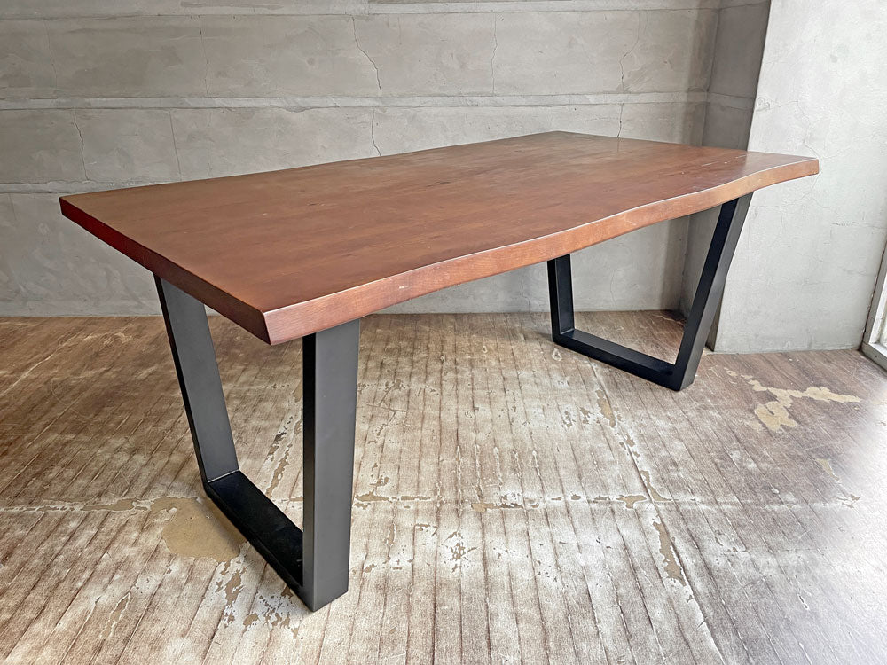 河口家具製作所 KTダイニングテーブル W160 ダークブラウン アッシュ&オーク材 スチール脚 現状品 中古品 買い取りしました。