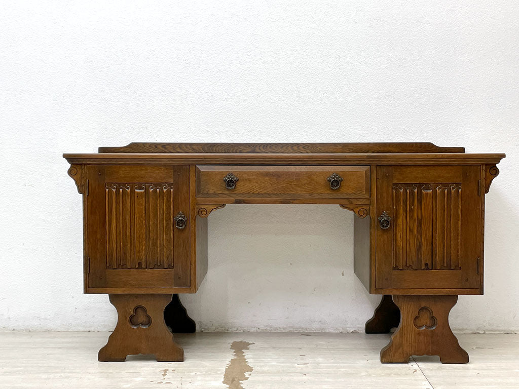 UKアンティーク UK Antique ドレッサーデスク ドレッシングキャビネット 両袖机 オーク材 リネンフィールド W146 クラシカル 英国家具 中古品 買い取りしました。