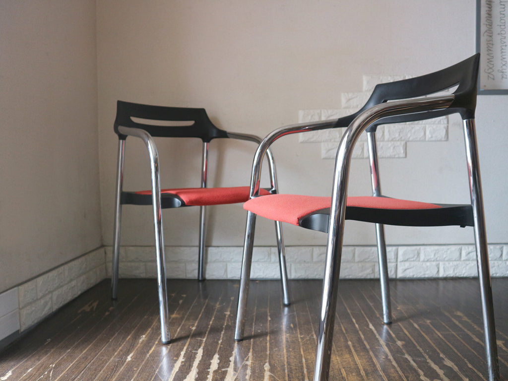 ウィルクハーン Wilkhahn 310/3 Senzo Chair スタッキング アームチェア 2脚セット ファブリック レッド 廃盤　中古品  買い取りしました。