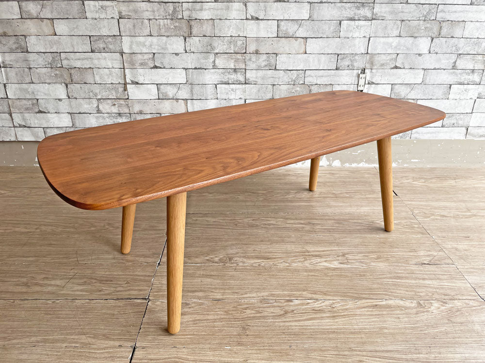 カーフ Karf オウンメイク OWN MAKE コーヒーテーブル ローテーブル ウォールナット材天板×オーク材脚 無垢材 W120cm 北欧スタイル 廃番モデル  中古品 買い取りしました。
