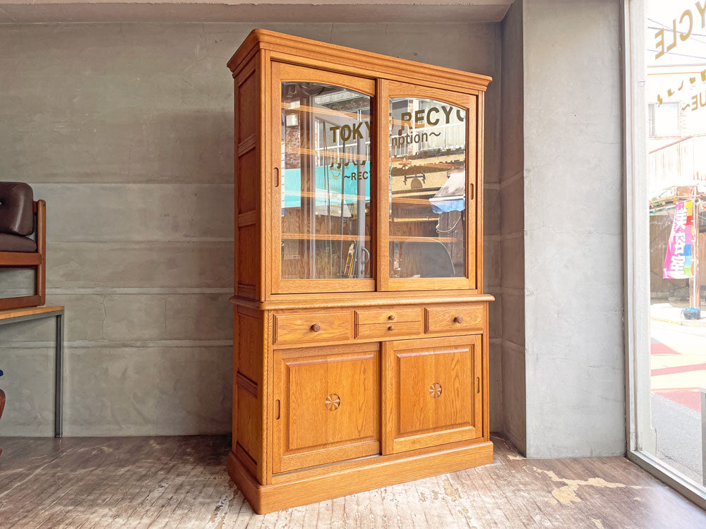ダックス DUX カップボード 食器棚 W120cm オーク無垢材 アンティークスタイル ハンドメイド家具専門店 中古品 買い取りしました。