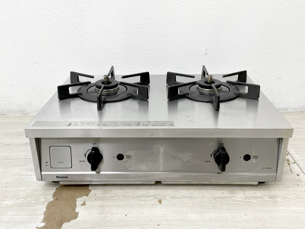リンナイ Rinnai バーモ Vamo 強火力 ガステーブルコンロ 2口 都市ガス 2019年製 RT31-2STSY ステンレス製 取扱説明書付き 中古品 買い取りしました。