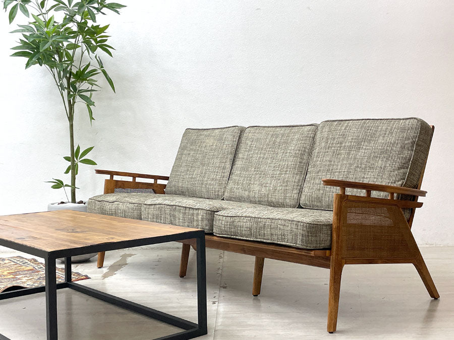 アクメファニチャー ACME Furniture ウィッカー WICKER SOFA 3P ハックベリー ラタン ファブリック 西海岸スタイル 定価￥198,770- ～暮らしに溶け込む優しい空気を纏った西海岸スタイル～