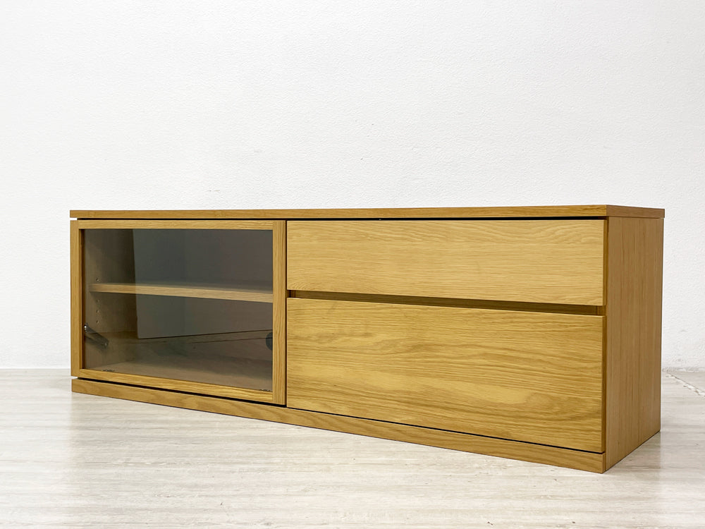 無印良品 MUJI 木製AVラック テレビボード オーク材 フラップドア 2ドロワー W150cm 定価49,900円 中古品 買い取りしました。