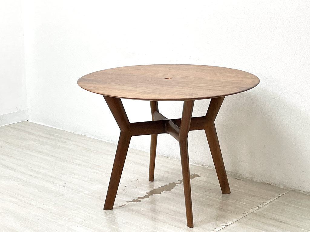 タイム＆スタイル TIME&STYLE オーパス OPUS ダイニングテーブル ラウンド ウォールナット無垢材 W100cm 廃番サイズ 参考価格￥440,000～495,000- 中古品 買い取りしました。
