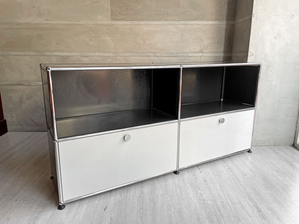 ユーエスエムハラー USMハラー USM Haller モジュラーファニチャー キャビネット シェルフ 2列2段 W152×H74cm ドロップダウンドア×2 中古品 買い取りしました。