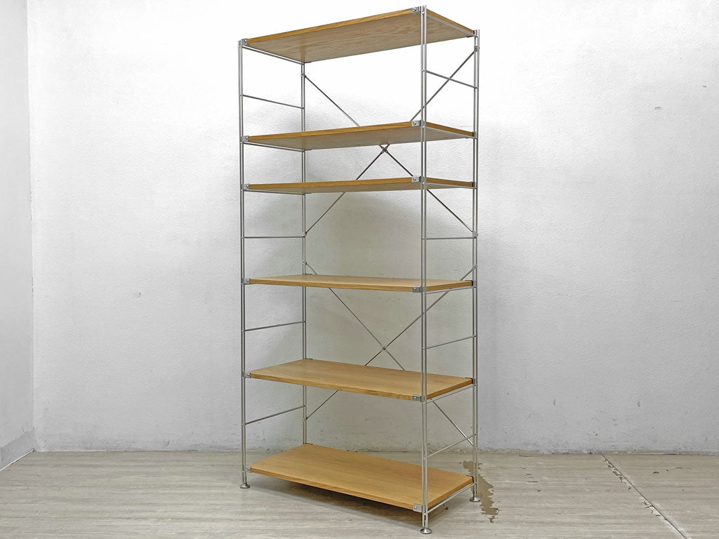 無印良品 MUJI ステンレスユニットシェルフ オーク材 ワイド 大 W86 H175.5cm 定価39,390円 ナチュラルモダン 中古品 買い取りしました。