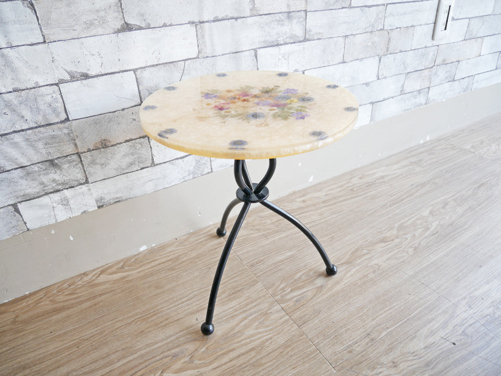 樹脂天板 サイドテーブル 花台 ラウンド Φ33cm クラシカルデザイン  中古品  買い取りしました。