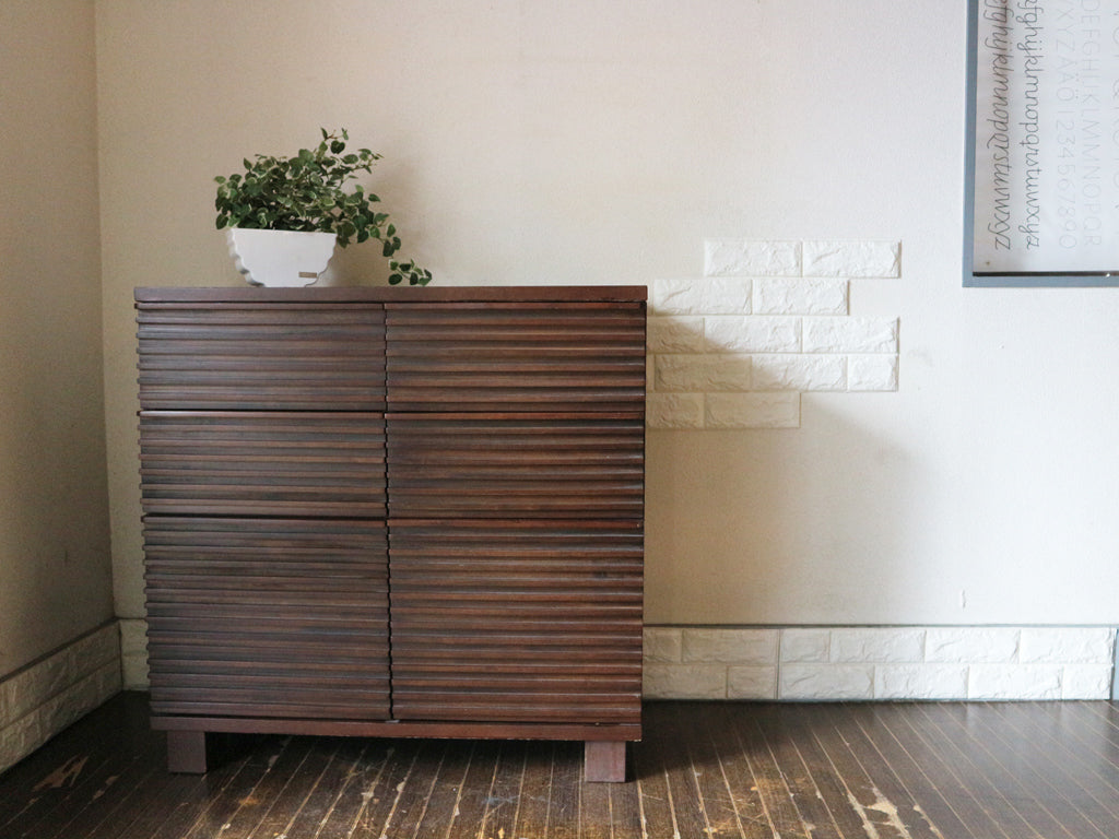 エーフラット a.flat ルーバー キャビネット Louver cabinet ダークブラウン アジアン モダン 中古品  買い取りしました。