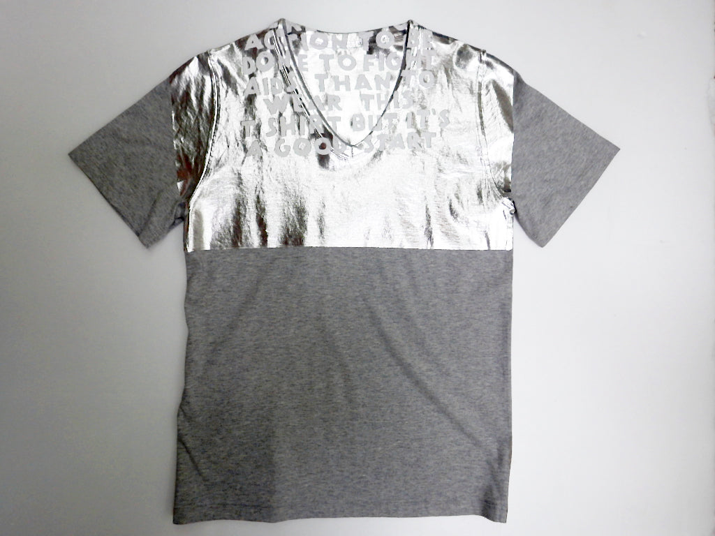 エムエムシックス MM6 エイズ Tシャツ グレー × シルバー Martin Margiela マルタンマルジェラ 未使用品 中古品 買い取りしました。