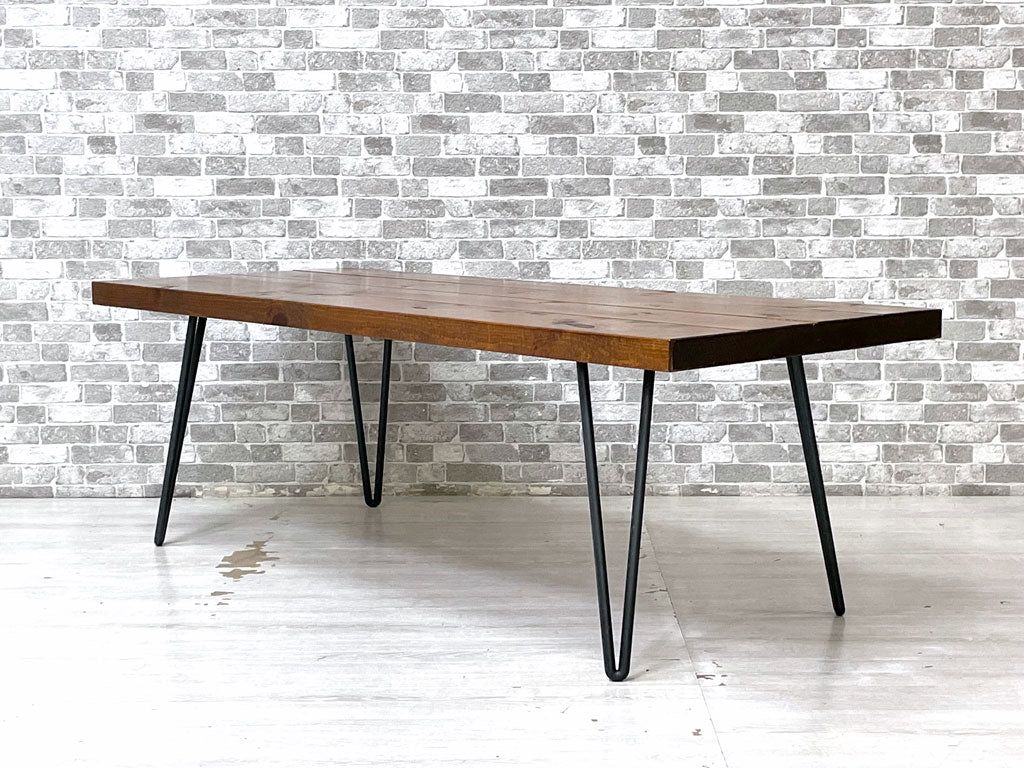 インダストリアルデザイン Industrial Design ヘアピンレッグ コーヒーテーブル ローテーブル 無垢材 スチール W120cm  買い取りしました。