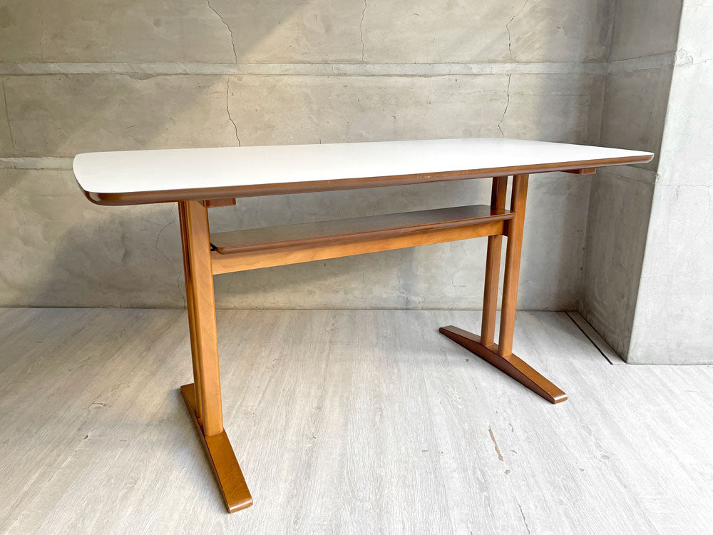 カリモク60+ karimoku60+ カフェテーブル1200 ウォールナット メラミントップ T脚 天板下収納 レトロモダン ミッドセンチュリー 定価\77,770- 中古品 買い取りしました。