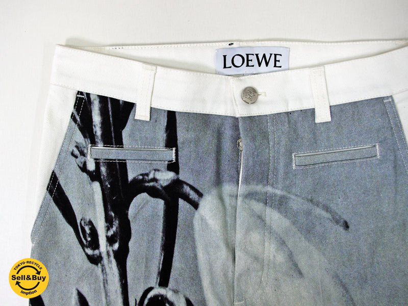 ロエベ LOEWE フィッシャーマンデニム Fisherman Trousers Botanical ホワイト & スエードスカート ブルー & オレンジ ジョナサン・アンダーソン 　中古品 買い取りしました。祖師谷大蔵店 出張買取もお任せ下さい。