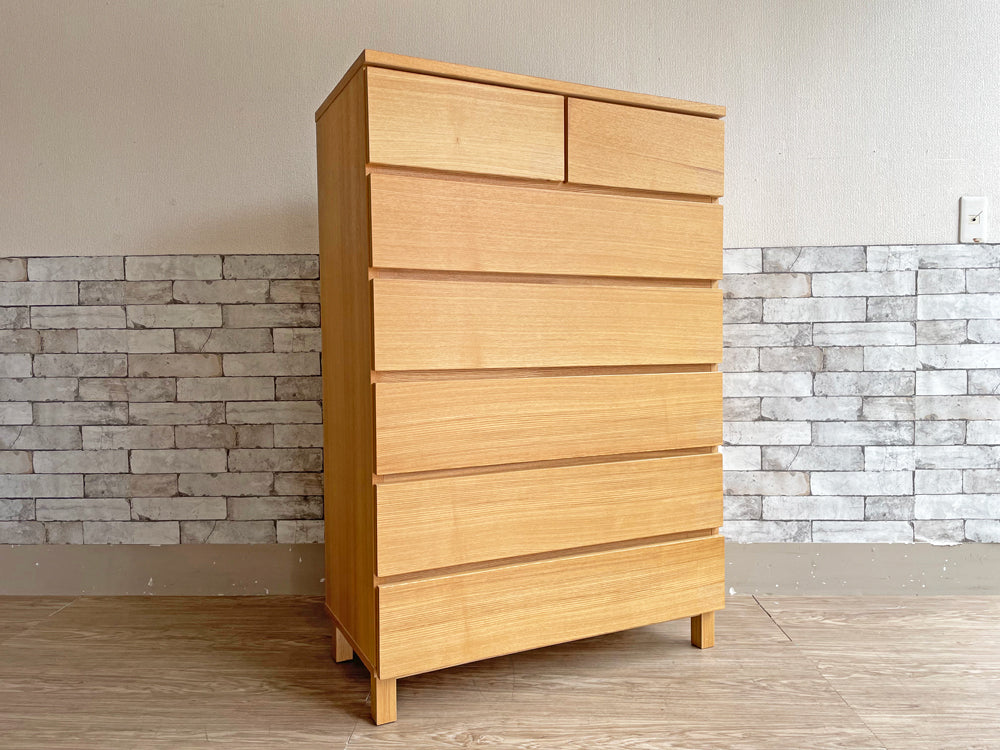 無印良品 MUJI タモ材 6段7杯 チェスト 脚付き ナチュラルカラー シンプルデザイン 廃盤  中古品  買い取りしました。
