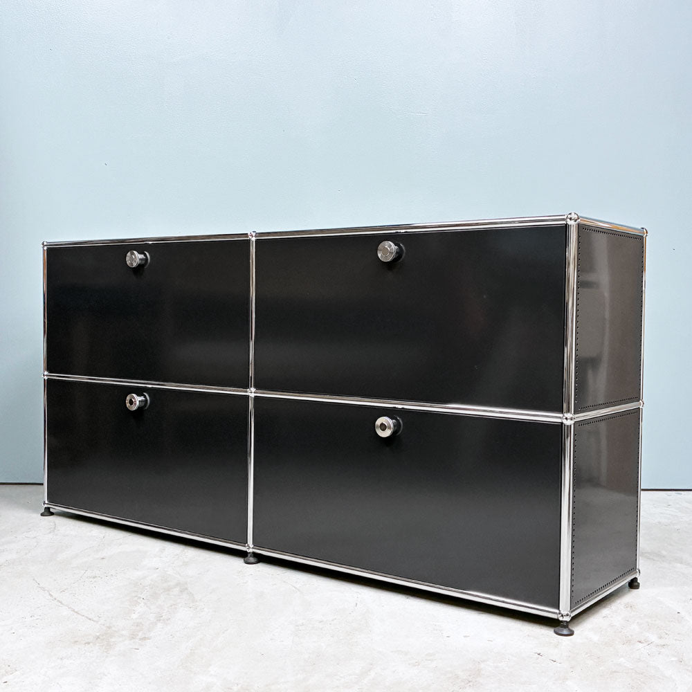 【経堂店】ユーエスエムハラー USMハラー USM Haller モジュラーファニチャー キャビネット シェルフ 2列2段 ドロップダウンドア×4 ブラック W152㎝ 買取させていただきました。