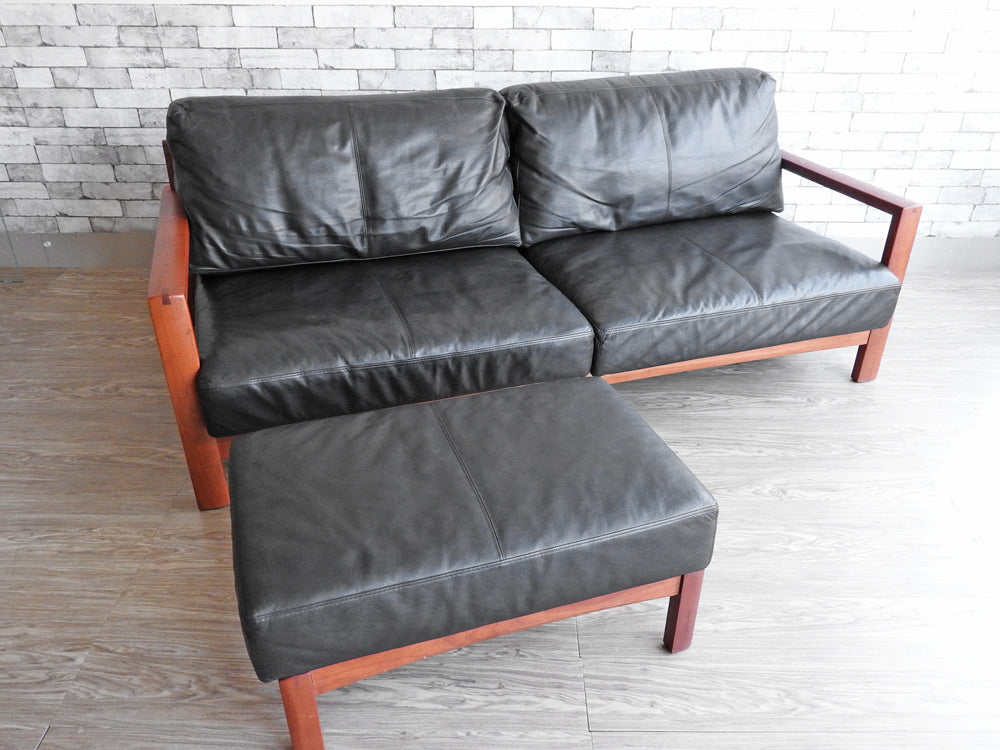 アクタス ACTUS ボスコ A-BOSCO 3S SOFA 3Pソファ & A-BOSCO OTTOMAN オットマン チェリー無垢材 レザー  中古品 買い取りしました。