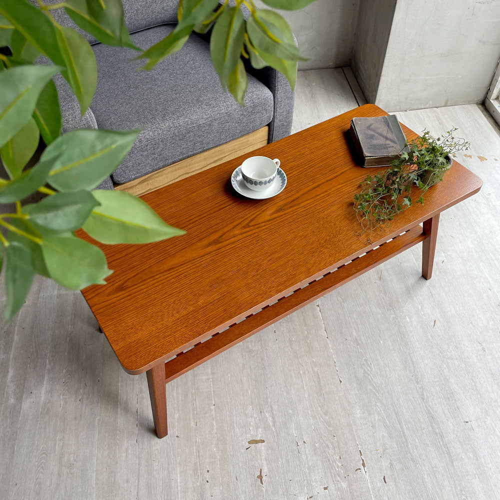 パシフィックファニチャーサービス P.F.S. ローテーブル DH TEA TABLE WITH SHELF Lサイズ W120cm ナラ材 マガジンラック付 定価￥71,500- ～変わらないカッコ良さを