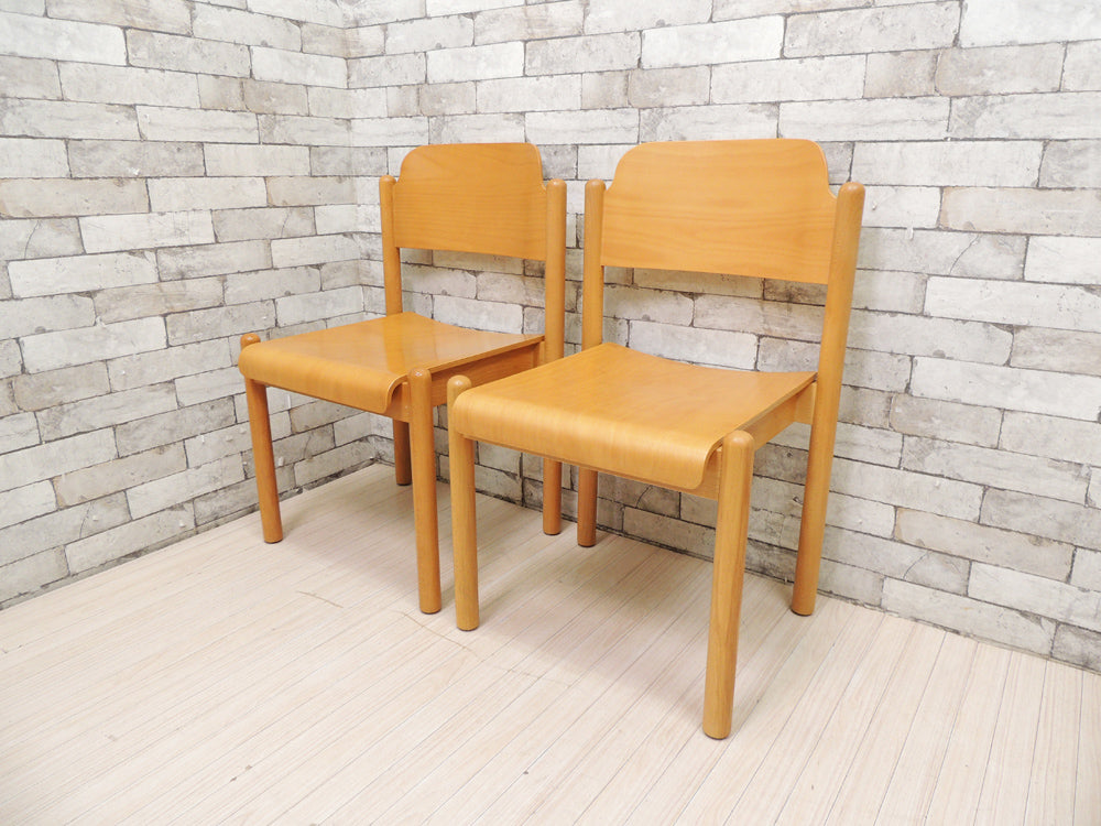 北欧デザイン Scandinavian Design ダイニングチェア プライウッド ナチュラルカラー 2脚セット スタッキング  中古品 買い取りしました。