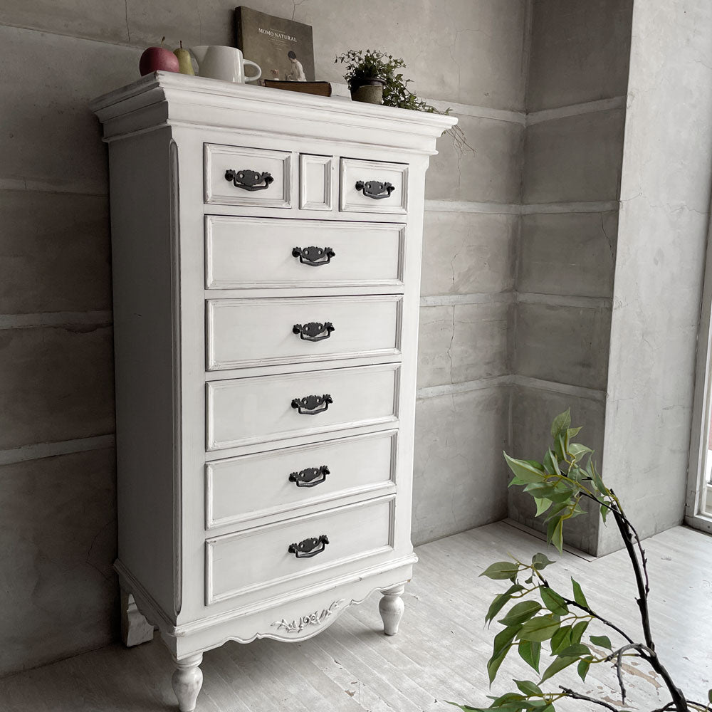 【学芸大学店】カントリーコーナー Country Corner ロマンスコレクション ハイチェスト ホワイトペイント フレンチカントリー シャビーシック ♪ 買取させていただきました。