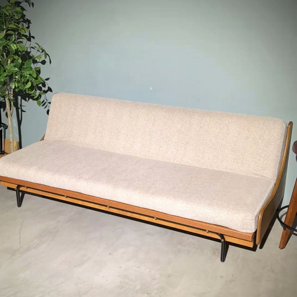 ジャーナルスタンダード j.s.F ハビタ HABITAT SOFA BED ソファベッド デイベッド 3人掛けソファ W200cm オーク材 ファブリック ベージュ 定価￥231,000- ～テイストを超えて、馴染む～