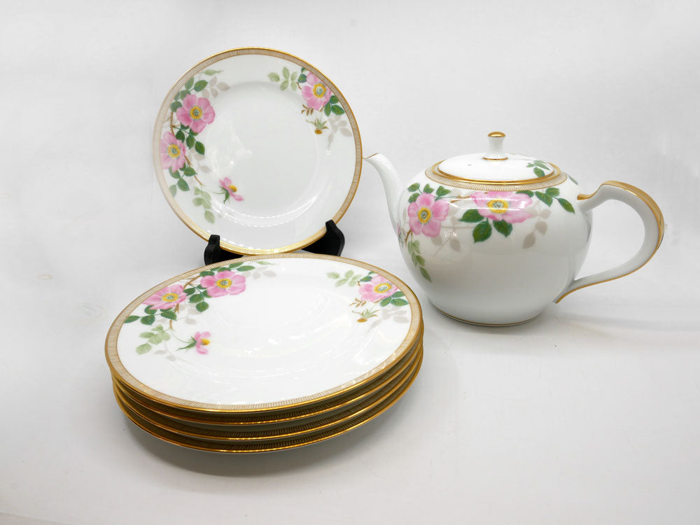 大倉陶園 OKURA ポット ＆ ディナープレート 5枚セット 20cm ハンドペイント 金彩 希少 廃番  中古品 買い取りしました。