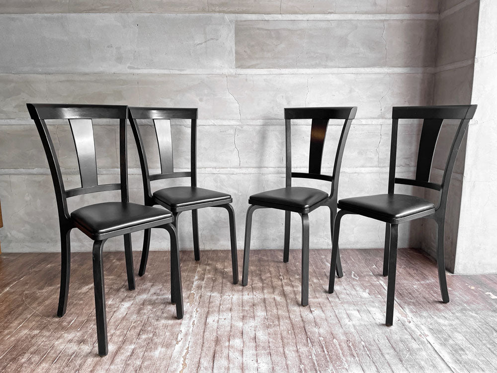 天童木工 tendo ティーシリーズ T series 食卓イス T-5390 ダイニングチェア ブナ材フレーム ブラック ビニールレザーシート ブラック ジャパンビンテージ 2脚セット A 中古品 買い取りしました。