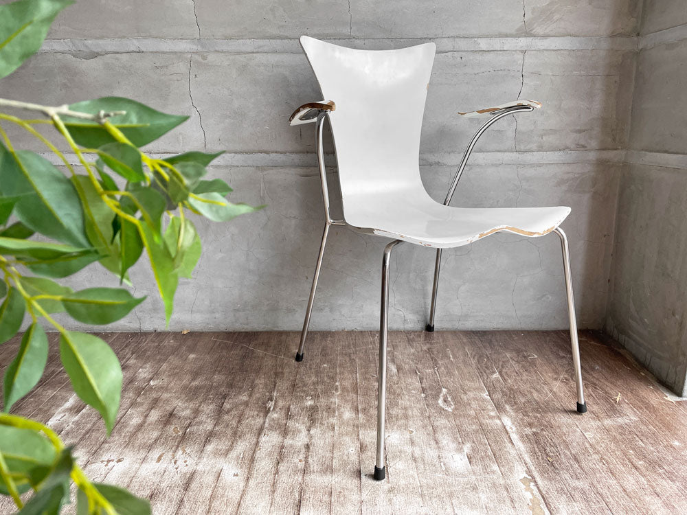 天童木工 Tendo リリィチェア Lily Chair ダイニングチェア アームチェア コンプロットデザイン スタッキング ホワイト スチールレッグ 現状品 中古品 買い取りしました。