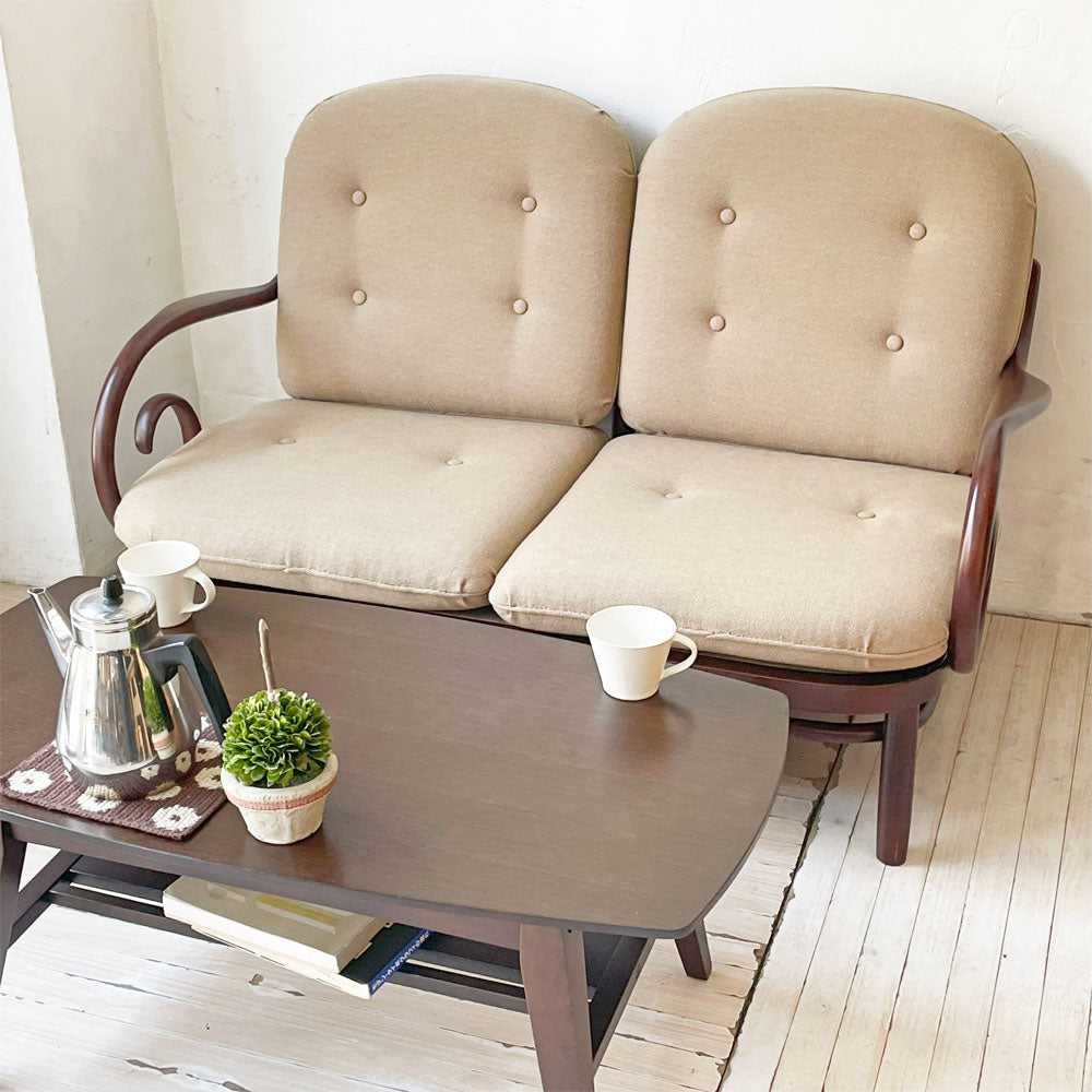 【下北沢店】秋田木工 Akimoku No.75 2人掛けソファ ブナ材 曲木 ベントウット W120cm IDC大塚家具 レトロ 日本家具  買取させていただきました。