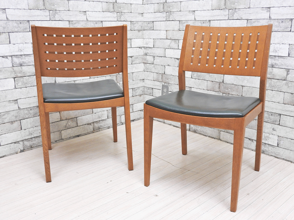 カンディハウス CONDE HOUSE ハナコ ダイニングチェア 2脚セット グリーン PVCレザー 旭川家具 中古品 買い取りしました。