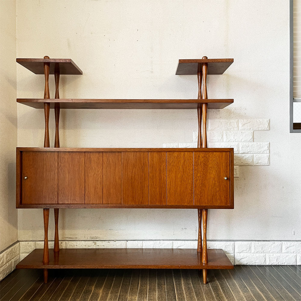 【経堂店】フランスビンテージ French Vintage ウッドキャビネット ルームディバイダー ユニットシェルフ W122cm 両面扉 組み替え可 ミッドセンチュリーデザイン 買取させていただきました。