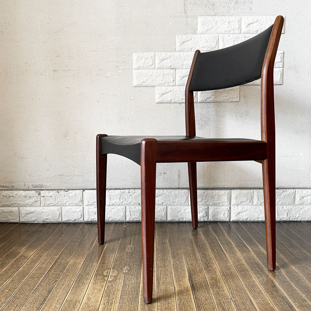 【経堂店】デンマークビンテージ Danish Vintage チーク材 ダイニングチェア PVCレザー ブラック 北欧家具 買取させていただきました。