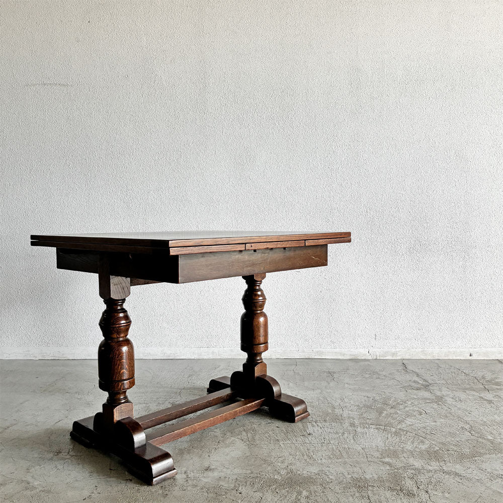 【登戸BASE店】UKビンテージ Vintage ドローリーフテーブル ダイニングテーブル 伸長式 W90/120/149.5cm オーク材 天板再塗装品 イギリス 英国アンティーク 買取させていただきました。