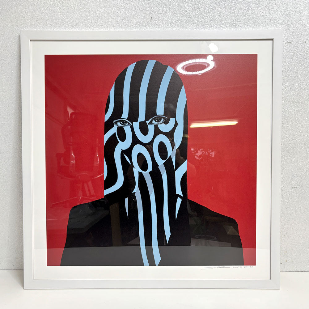 【祖師ヶ谷大蔵店】松山しげき Portrait of dazzle #150-P ED50 UV顔料プリント 84.5×84.5cm 幻惑迷彩 現代美術 コンセプチュアルアート 20/50 額装品 作品証明書あり avantarte購入 買取させていただきました。