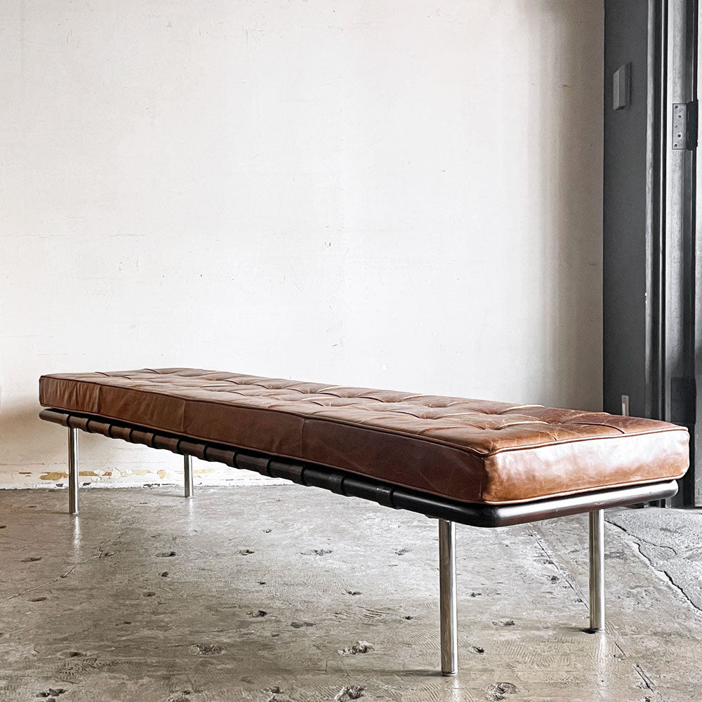 【自由が丘店】バルセロナベンチ Barcelona Bench 本革 ブラウン W200cm ミース・ファン・デル・ローエ Mies Van Der Rohe リプロダクト 買取させていただきました。