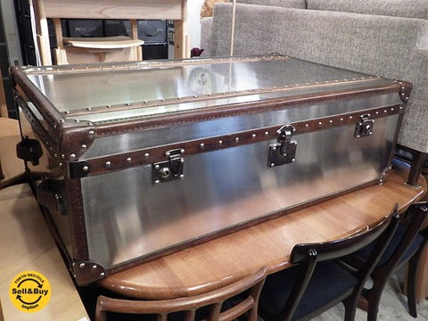 英国 HALO ハロ MAYFAIR コーヒーテーブル トランク Vintage Cigar & Brushed steel ～ 遊び心と拘りの詰まった至極の逸品。【買取と販売とレンタルのお店】