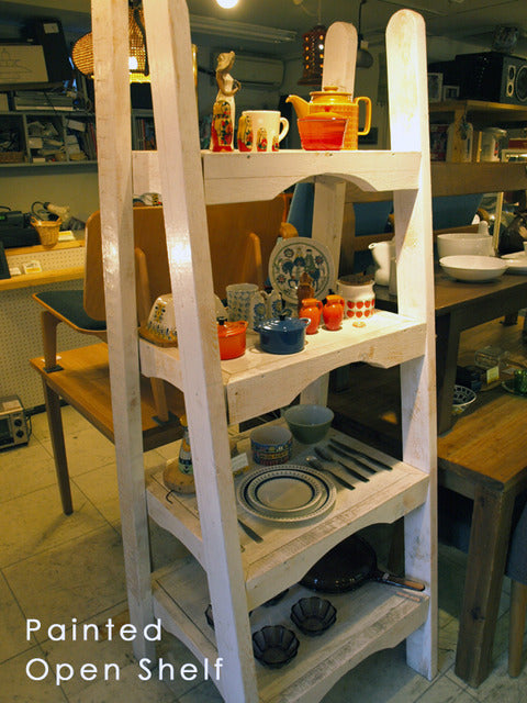おそらく一点モノ。ざっくり白ペンキのオープンシェルフ～Painted Open Shelf　シャビーシック  ペイントオープンシェルフ/飾り棚【買取＆販売＆レンタル】